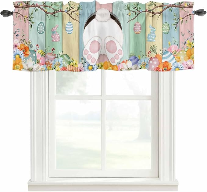 Easter Curtain Valances for Windows, Kitchen Valance Window Treatment, Spring by Unknown