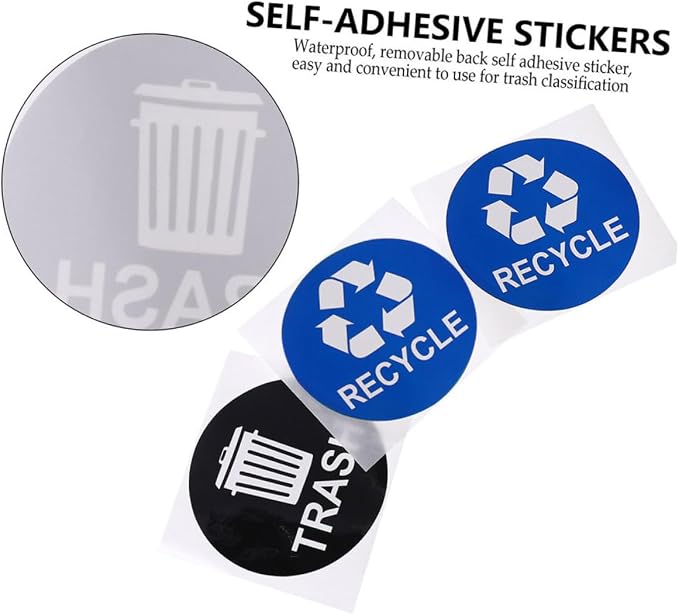 8pcs Trash Can Stickers for Waste Sorting Garbage Classification Decals Black - Image 7