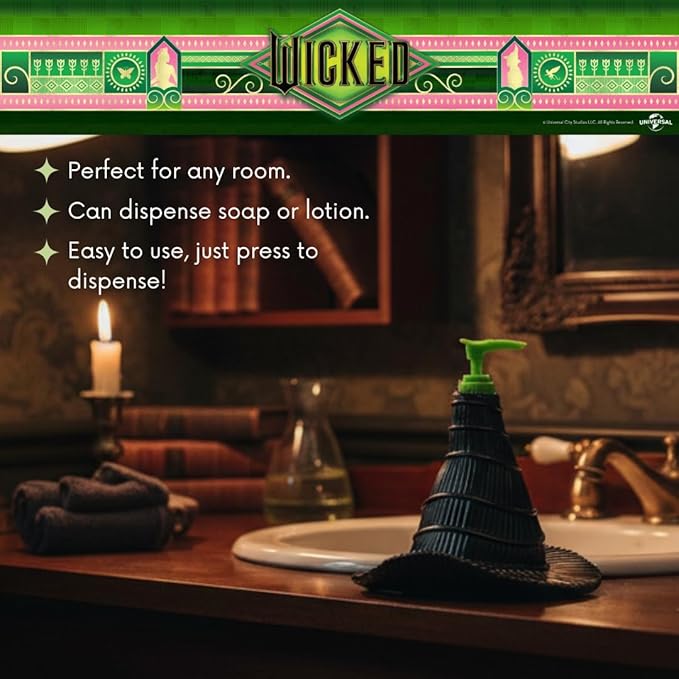 Wicked Witch Hat Soap/Lotion/Hand Sanitizer Resin Pump Dispenser, 13 Ounces, (Officially Licensed Product) by Franco Collectibles
