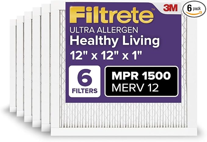 Filtrete 12x12x1 AC Furnace Air Filter, MERV 12, MPR 1500, CERTIFIED asthma & by Filtrete