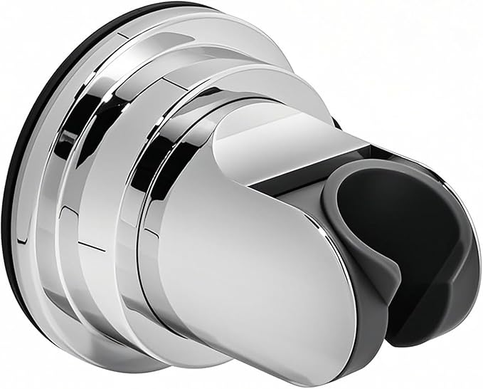 Handheld Shower Head Holder with Enhanced Suction Cup - Relocatable - 4 Angles Adjustable - 90° Downward - Bathroom Wall Mount Shower Wand Holder (Polished Chrome)