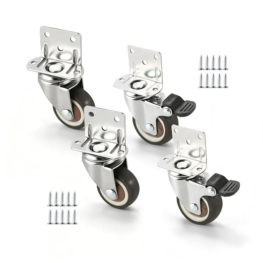 1.25 Inch Side Mount Swivel Caster Wheels Small L-Shaped Plate Rubber Castors by letrushare