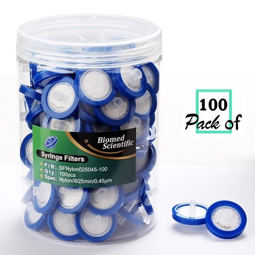Syringe Filters Nylon 25mm Diameter 0.45um Pore Size Non Sterile Pack of 100 by - Image 2