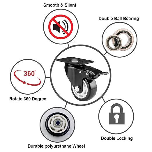Caster Wheels - 3 Inch Casters Set of 8 Heavy Duty, BOSGEOT Locking Industrial - Image 6