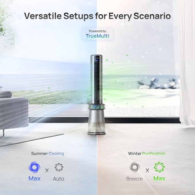 DREO MC710S Air Purifier Tower Fan, 27ft/s Velocity, 120°Oscillation, 24H Timer - Image 3