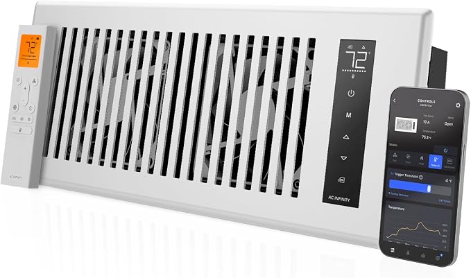 AC Infinity AIRTAP T4 White, Register Booster Fan by ACInfinity
