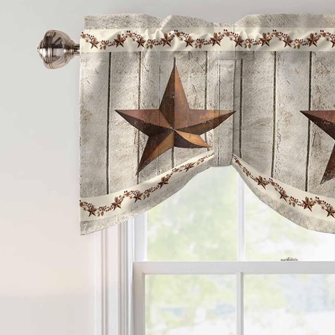 Western Texas Star Retro Tie Up Valance Curtains - Image 4