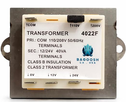 Bagoosh HVAC Transformer – 40VA, 110V/208V to 12V/24V Class 2 Power Transformer by Unknown