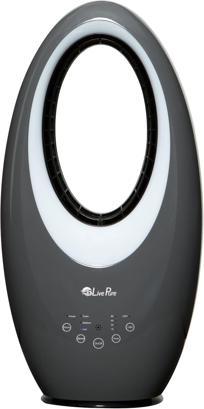 LivePure Bladeless Oscillating Fan w/Filter. 3-Speed Adjustment, Touch Control by LivePure