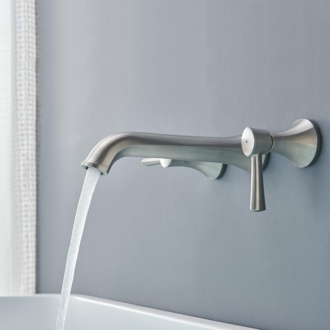 Tub Filler Wall Mount Roman Tub Faucet Brushed Nickel Brass Bathtub Faucets with 2 Handles