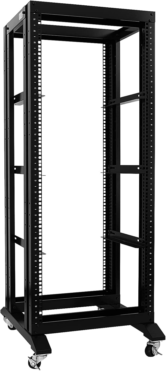 RAISING ELECTRONICS 27U 4 Post Open Frame Network Server Rack 19inch Width by RAISINGELECTRONICS