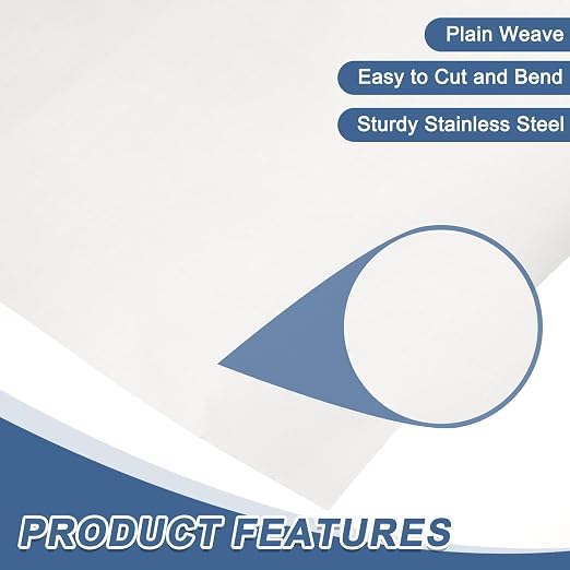 uxcell 200 Mesh 79" x 12" Woven Wire Mesh, 304 Stainless Steel Air Vent Filter - Image 3