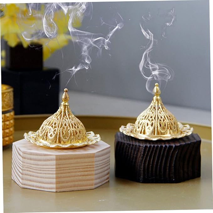 Cabilock Desktop Incense Burner Black Wooden Censer Metal Trim Octagonal Design - Image 9