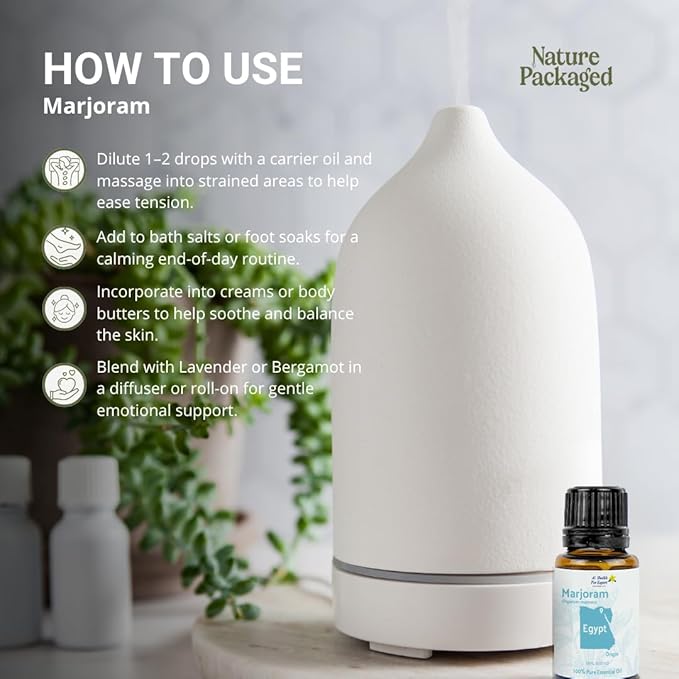 Marjoram Essential Oil - Direct from Al Sheikh for Export Egypt - Steam Distilled - Aceite de Mejorana for Aromatherapy, Massage, Diffuser, DIY Candle and Soap Making - 2lbs
