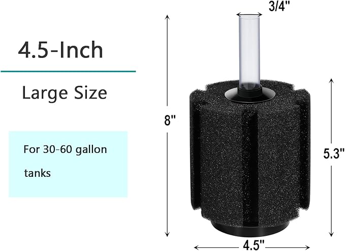 AQUANEAT Aquarium Air Powered Sponge Filter, Fish Tank Bio Bubble Filter - Image 2