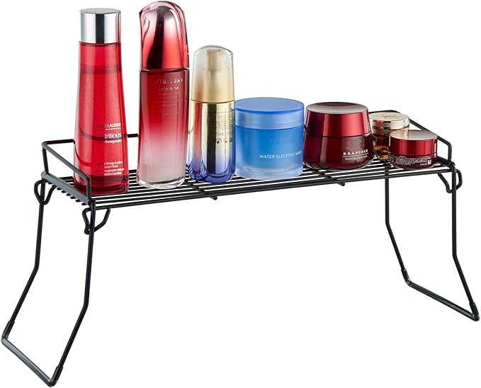 Metal The Sink Vanity Organizer, Bathroom or Kitchen Sink Organizer, Feminine Products Organizer (Black)