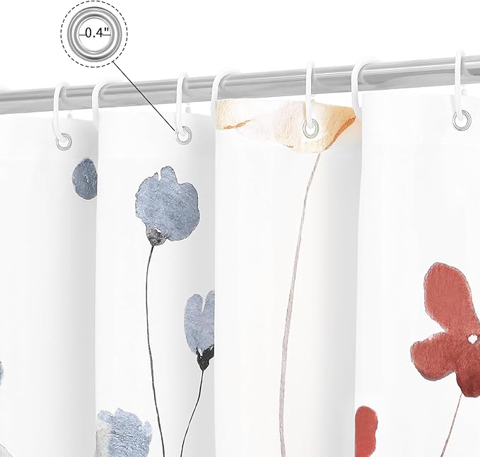 Gibelle Small Stall Shower Curtain 36 x 72, Narrow Half Watercolor Floral Fabric Shower Curtain, Coral Beige Flower Decorative Bathroom Shower Curtain Set