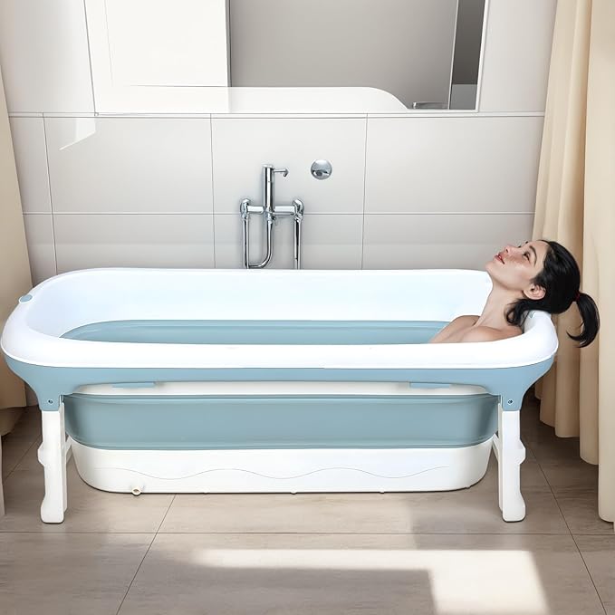 Portable Bathtub for Adult, Large Collapsible Tub, Portable Tub for Adults, Tub for Shower, Sweat Steaming Spa Sweat Steaming Bathtub, Effortless Folding Bathtub, Hot Bath, Ice Bath 50 in