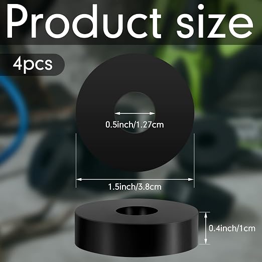 4 Pcs Rubber Isolation Pads Thick Rubber Washers 1.5 Inch OD 0.5 Inch ID 0.4'' - Image 2