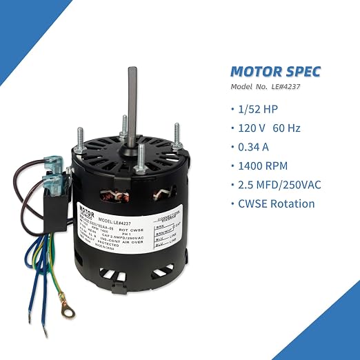 AA-4237 Fan Motor Replaces Aprilaire humidifier Blower Motor Part Number 4237 - Image 2