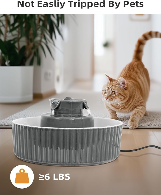 Ceramic Cat Water Fountain, 2.1L/71oz Cupcake Pet Water Fountain - Image 3