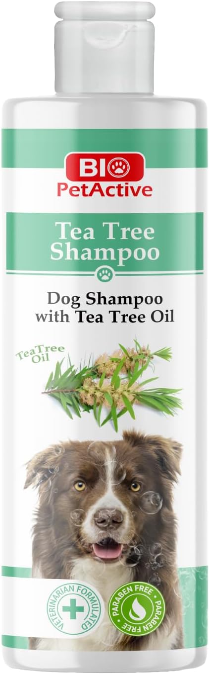 Bio PetActive Tea Tree Oil Dogs Shampoo - Natural Moisturizing & Anti Itch Dog Shampoo, pH Balanced, Paraben Free, Naturally Ingredients, 13.53 Fl oz