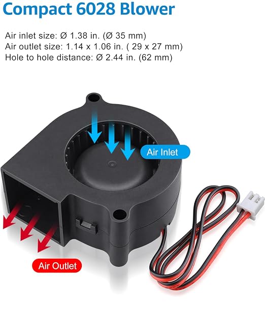 GDSTIME 6028 Blower 12V DC Brushless Cooling Fan 2-Pin, 60mm x 28mm Computer - Image 3
