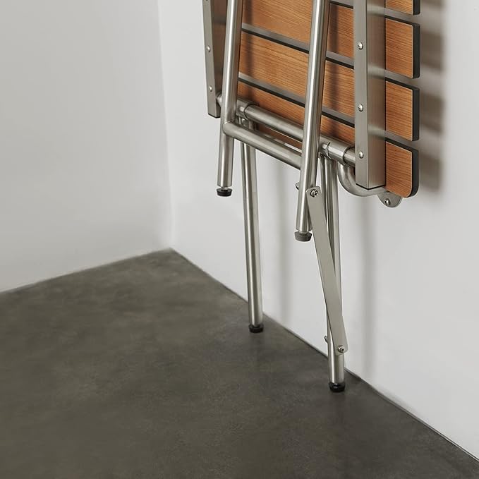 Seachrome 30-inch ADA Folding Shower Seat with Legs, Teak Phenolic Slats