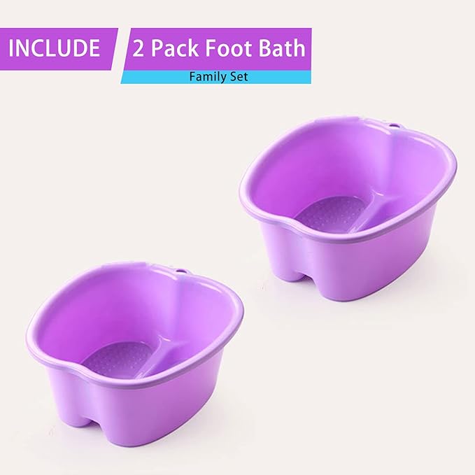 Foot Soaking Bath Basin, Large Size Feet Massager Tub, At Home Spa Pedicure Treatment (Purple)