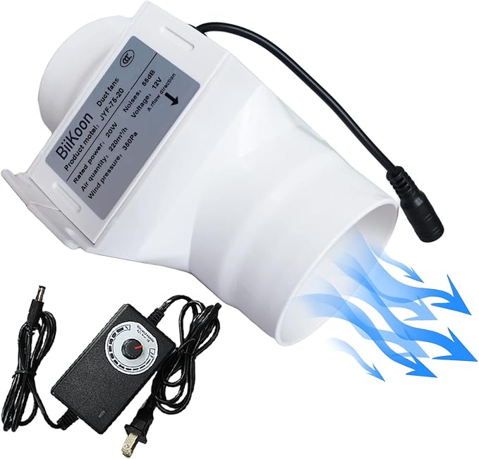 3“ Inline Duct Fan 12V 20W Inline Exhaust Blower Plastic Air Extractor Booster by Unknown
