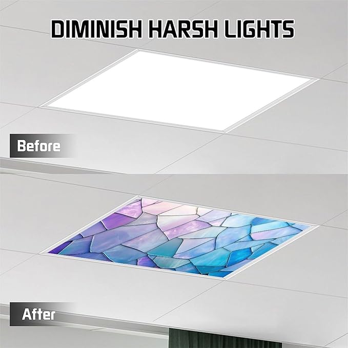 2 Pack Fluorescent Light Covers Color Irregular Pattern 4 X 2 Feet Magnetic - Image 5