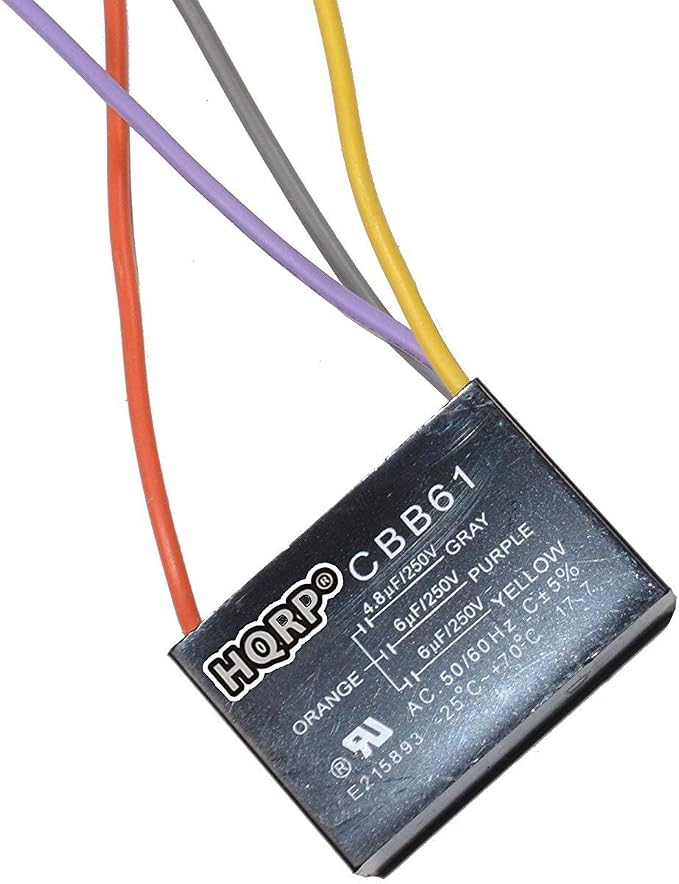 HQRP Capacitor сompatible with Harbor Breeze Ceiling Fan 4.8uf+6uf+6uf 4-Wire by HQRP