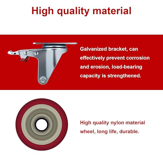 6 Pcs 4 Inch Heavy Duty Casters, Lockable Swivel Bearing Caster - Image 5