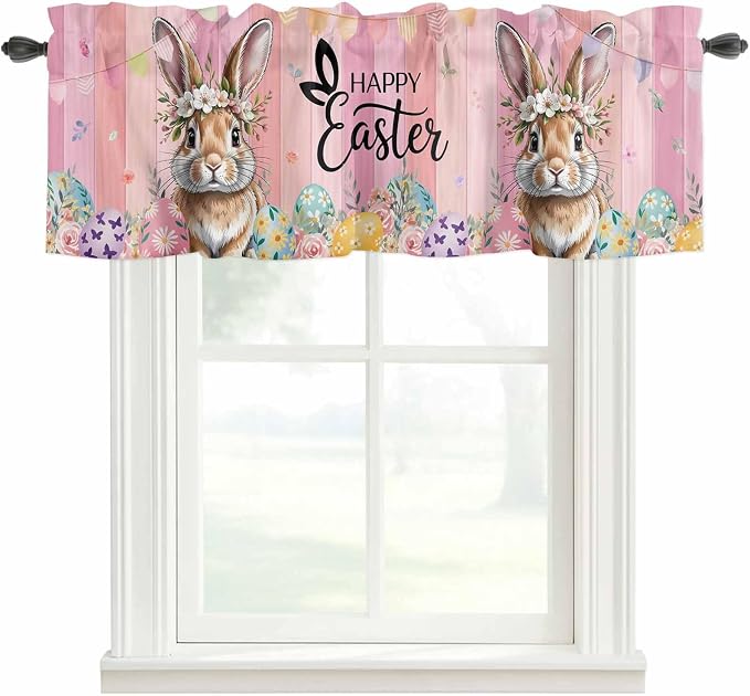 Easter Curtain Valances for Windows, Kitchen Valance Window Treatment, Spring by Unknown