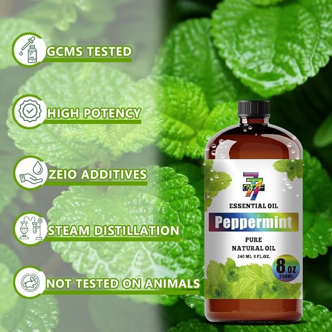 Peppermint Essential Oil (8 oz / 240 ml) – Peppermint Oils for diffusers, humidifiers, Home Baths, Cleaning Products, Yoga, DIY Soaps and DIY Scented Candles