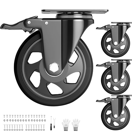 5 Inch Casters Set of 4 Heavy Duty, Caster Wheels by WOZESEIK