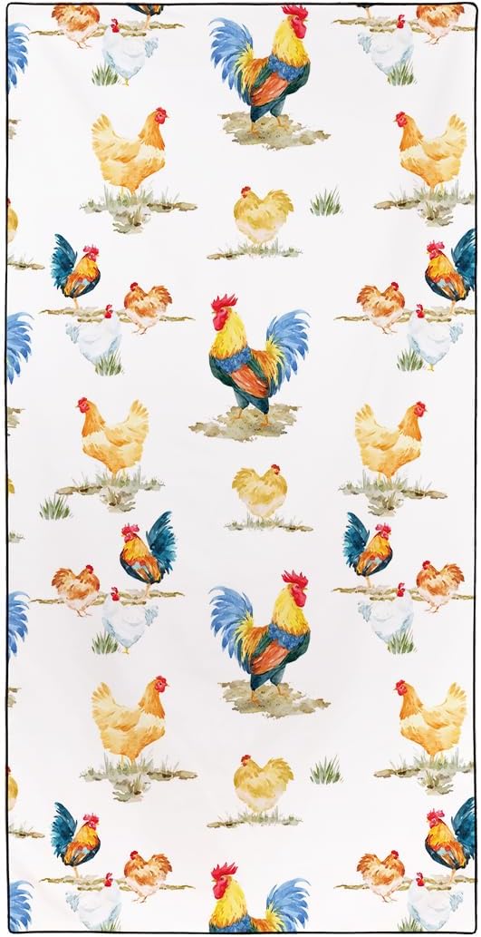 Country Rooster Pattern Beach Towel 36"x72" Quick-Dry Sand-Free Soft Microfiber