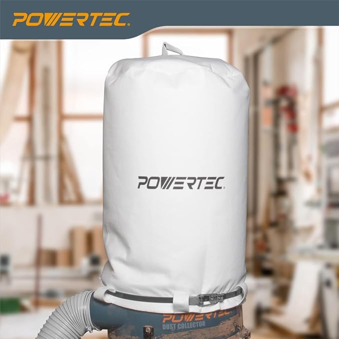 POWERTEC 70426 Dust Collector Bags and Clamp Set | 21" x 31" x 1 Micron Filter - Image 2