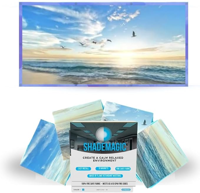 ShadeMagic Decorative Fluorescent Light Covers, Beach Sunset Design, Flame by ShadeMagic