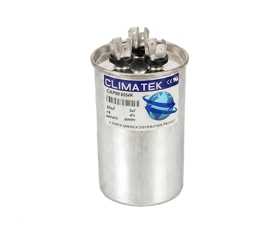 ClimaTek 60 + 5 MFD 370/440 Volt Dual Run Round Capacitor CAP99-6054R | 60/5 VAC by ClimaTek