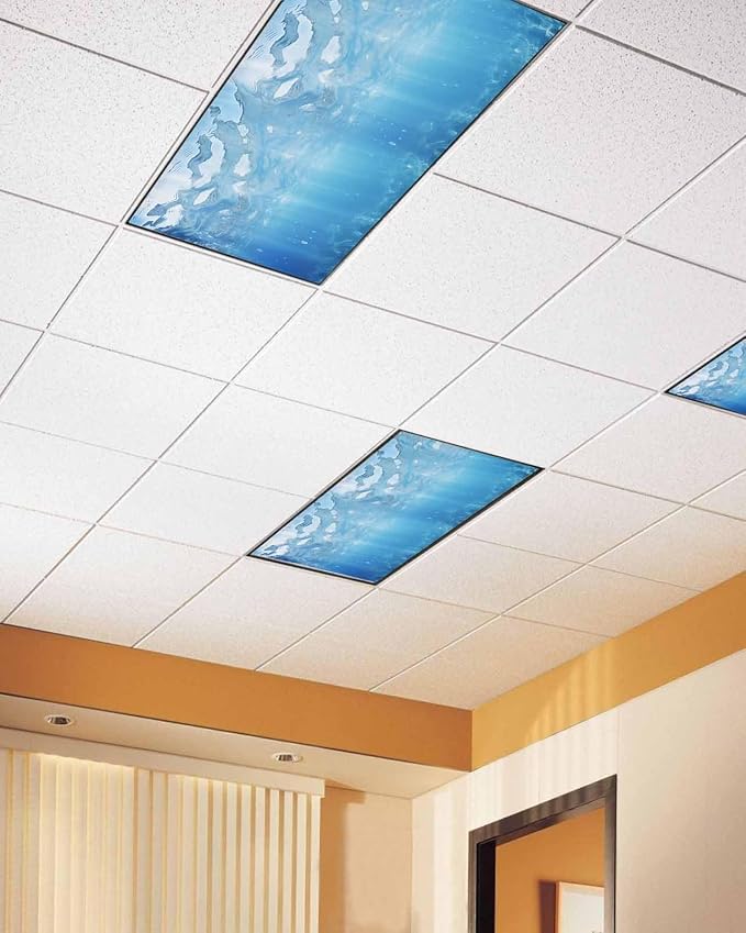 Summer 3 Pcs Fluorescent Light Covers, Ocean Blue Sea Waves Underwater Magnetic - Image 2