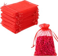 Hopttreely 100pcs Organza Bags, 4 x 4.72 inches Red Christmas Wedding Favors Christmas Gift Drawstring Bags Jewelry Pouches