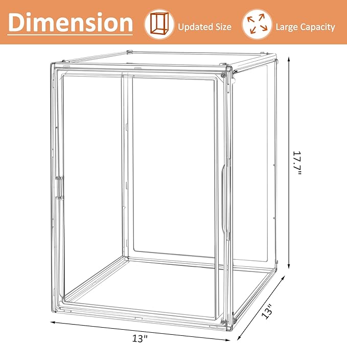 3Pack Extra Large 17.7"X13"X13" Clear Acrylic Organizer Box Display Case, Plastic Holder with Magnetic Door for Figures, Books, Handbags, Purses, Boots