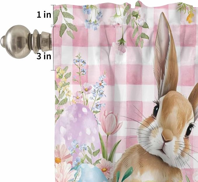 Kitchen Curtains Tiers and Valance Set of 3, Easter Light Filtering Window - Image 5