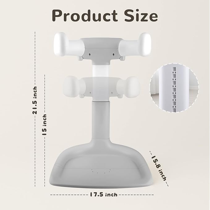 Baby Shower Stand – Adjustable Baby Bath Stand & Standing Baby Bathtub, Baby Shower Standing Support, Toddler Shower Stand for Infants 8–36 Months (Grey)