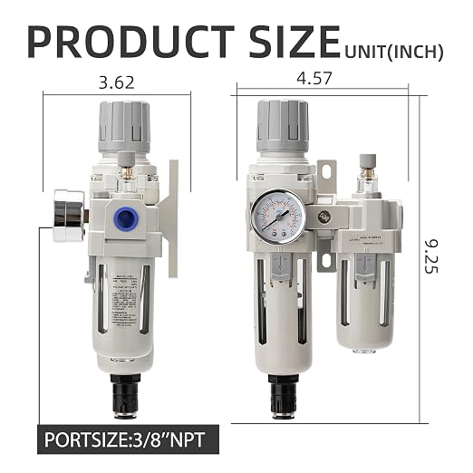 Air Pressure Regulator with Pressure Gauge, Water Separator - Image 3