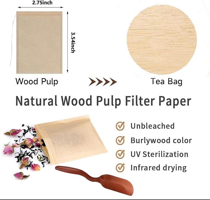 400 PcsTea filter bag, 100% natural wood pulp paper material, disposable tea - Image 2