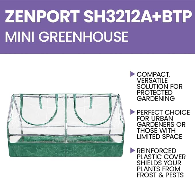 Zenport SH3212A+BTP Garden Raised Bed and Cold Frame Greenhouse Cloche - Image 3