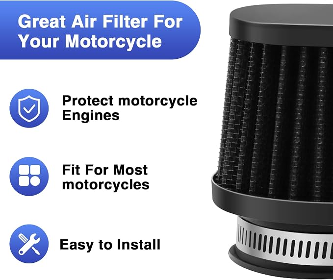 2PCS Motorcycle Air Filter Universal 45MM Replacement Engine Filter High - Image 5