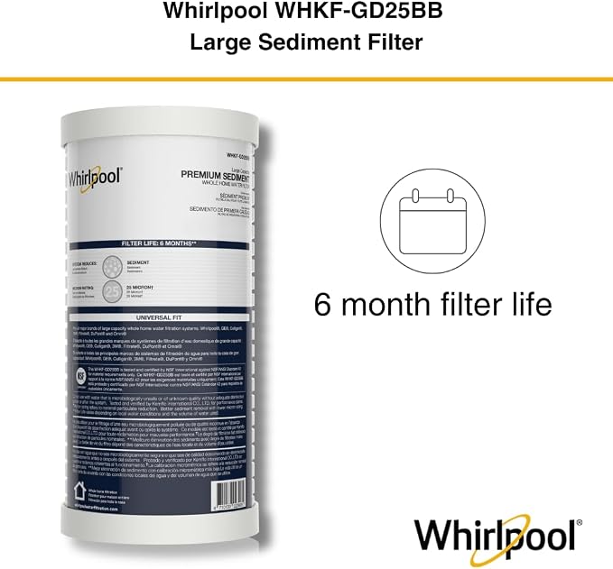 Whirlpool 10" x 4.5" Whole House Large Capacity Sediment Filter WHKF-GD25BB - Image 5